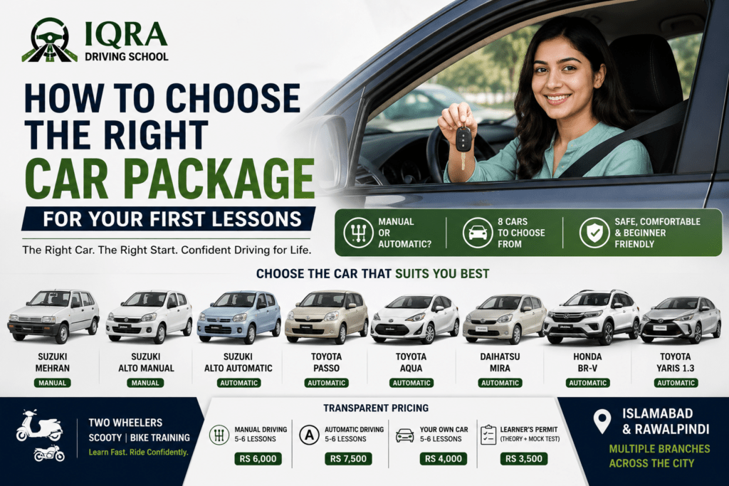 How to choose the right car package for your first driving lessons in Islamabad and Rawalpindi