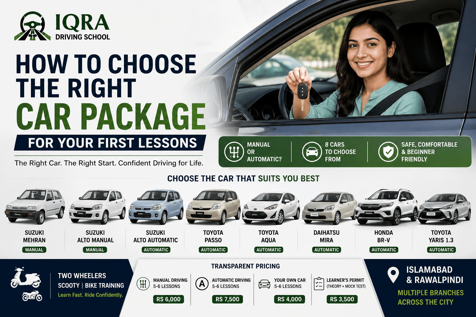 How to choose the right car package for your first driving lessons in Islamabad and Rawalpindi