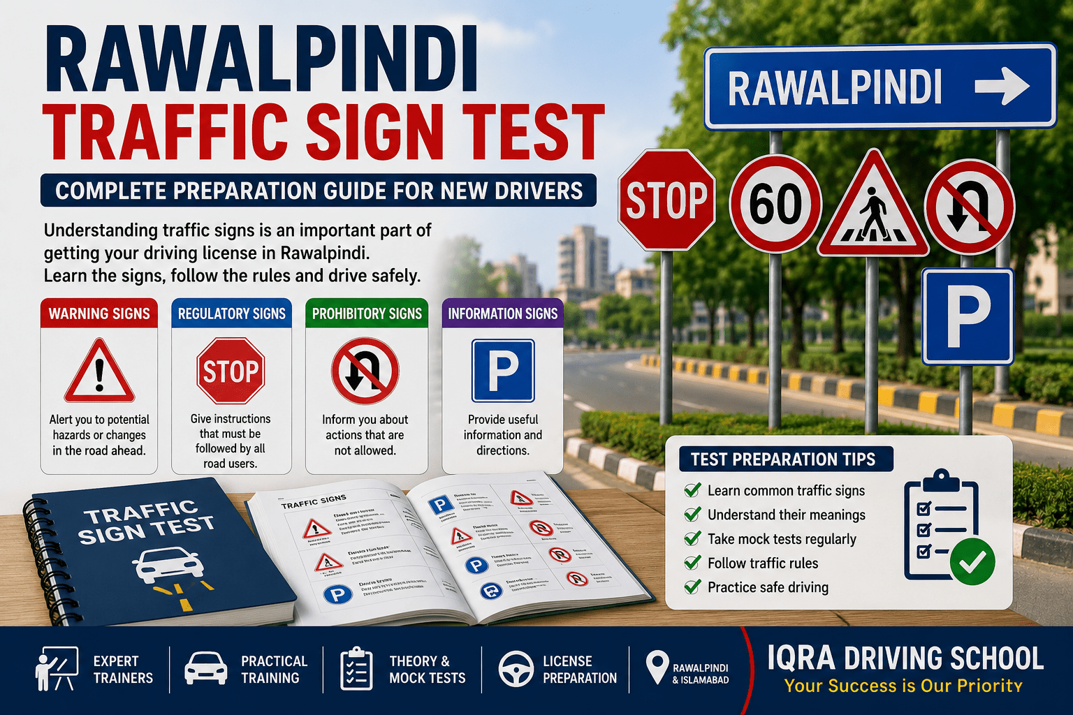 Rawalpindi Traffic Sign Test preparation guide with common traffic signs