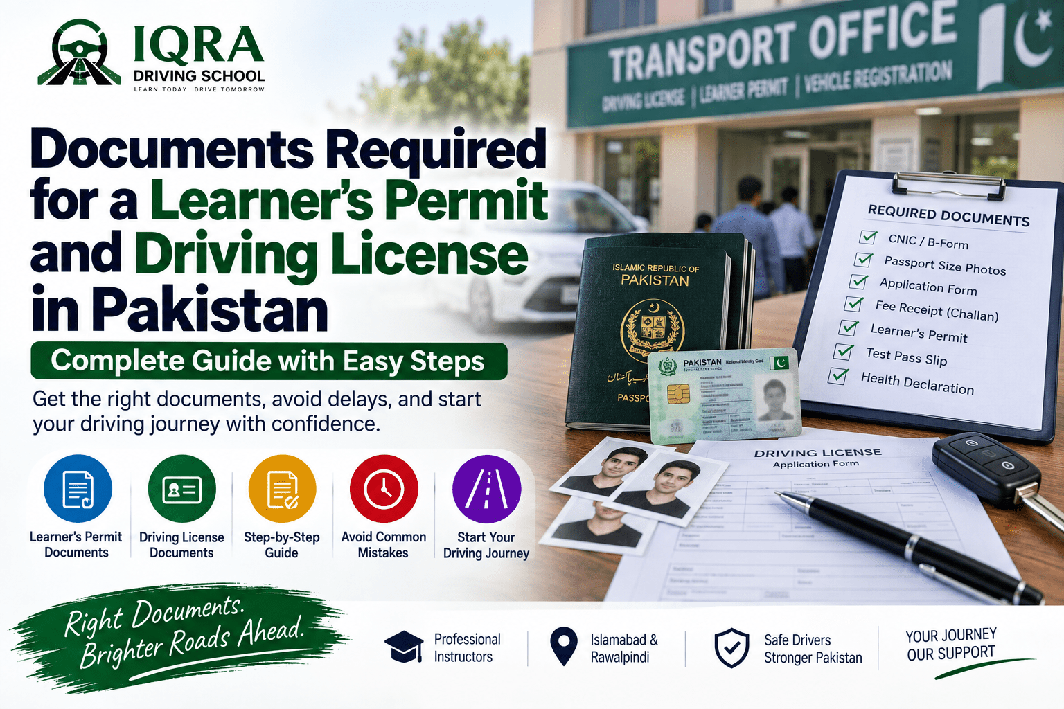 Documents required for a learner's permit and driving license in Pakistan
