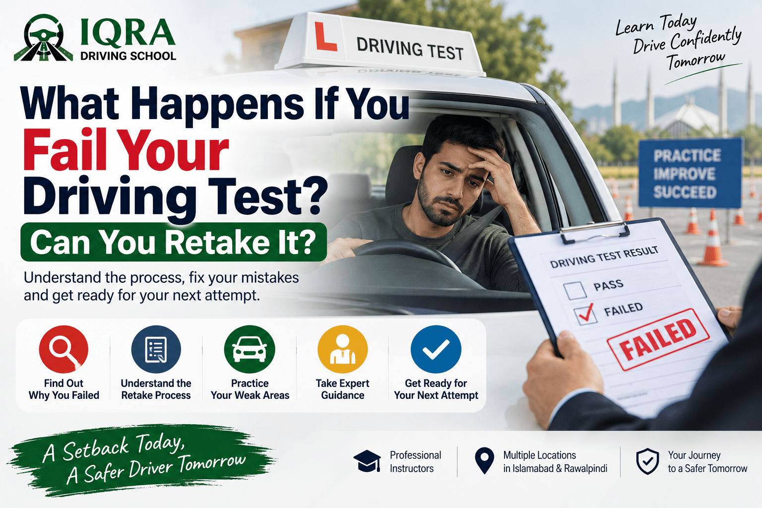 What happens if you fail your driving test and how to prepare for a retake