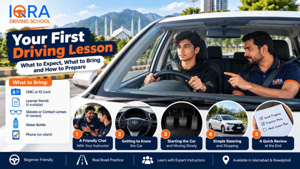 Your first driving lesson in Islamabad and Rawalpindi with expert instructor guidance